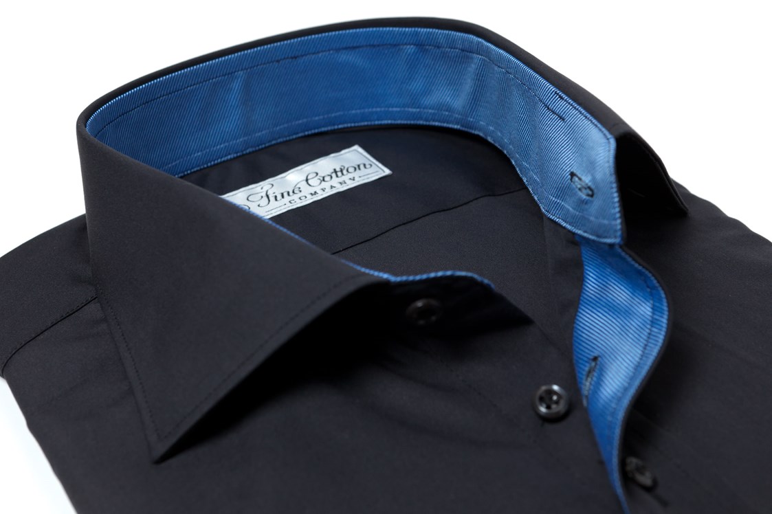 Geschäft: Maßhemd in schwarz mit dunkeblauen Farbtupfern - Fine Cotton Company
