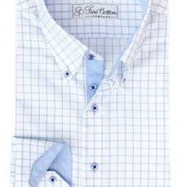 Geschäft: weiß blaues Maßhemd - Fine Cotton Company
