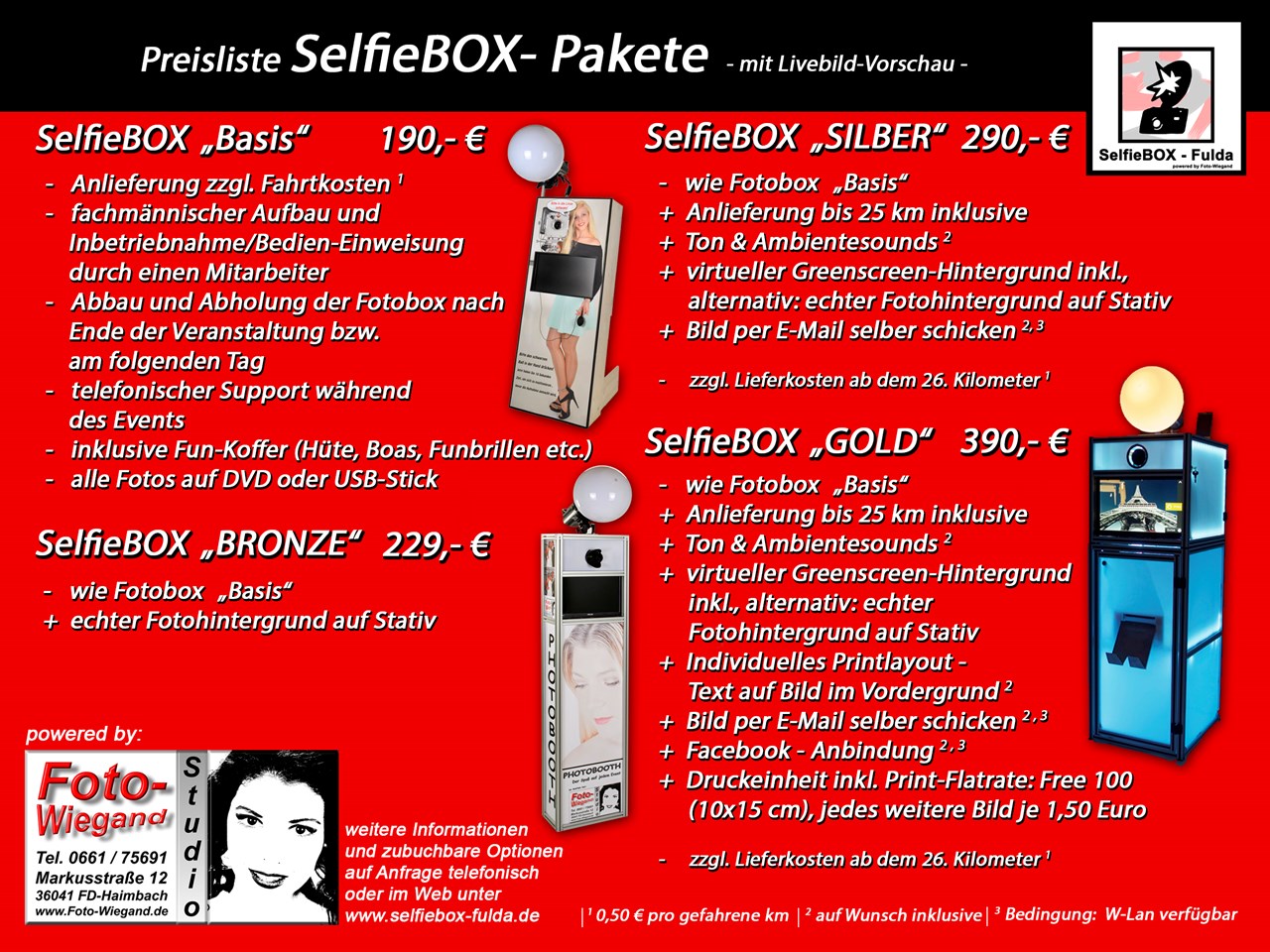 Foto-Wiegand - Meisterbetrieb verfügbare Produkte Fotobox-Verleih