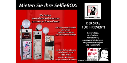 Lieferservice - Fotoboxen -Vermietung inkl. Funkoffern mit vielfältigen Möglichkeiten wie Druckpakete, Screenscreen u.v.m. - Foto-Wiegand - Meisterbetrieb