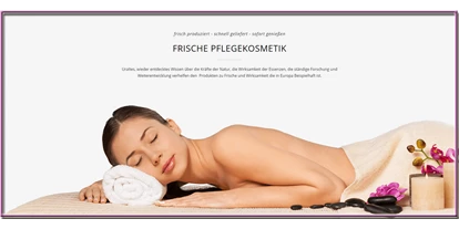 Lieferservice - bevorzugter Kontakt: per Telefon - frisch produziert - schnell geliefert - sofort genießen
FRISCHE PFLEGEKOSMETIK
Uraltes, wieder entdecktes Wissen über die Kräfte der Natur, die Wirksamkeit der Essenzen, die ständige Forschung und Weiterentwicklung verhelfen den  Produkten zu Frische und Wirksamkeit die in Europa Beispielhaft ist. - Vegiplus